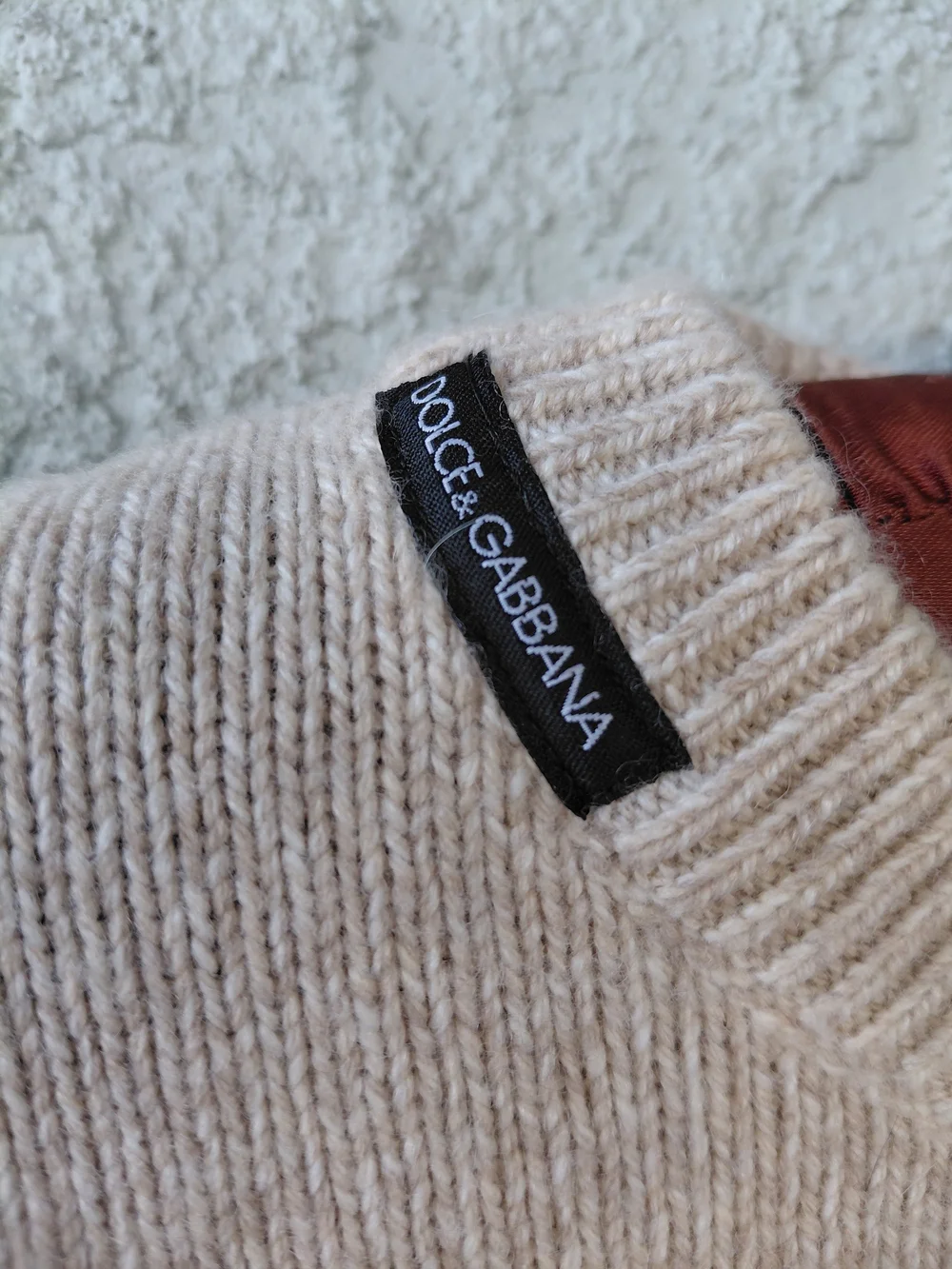Dolce & Gabbana Beige 100% Virgin Wool Crewneck Sweater Made in Italy
